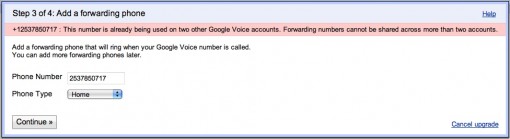 Erreur de numéro Google Voice