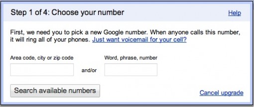 Sélection numéro Google Voice